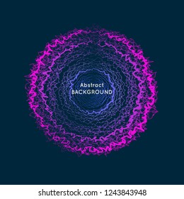 Bright dynamic lines and dots in circles. Abstract vector background for music equalizer.