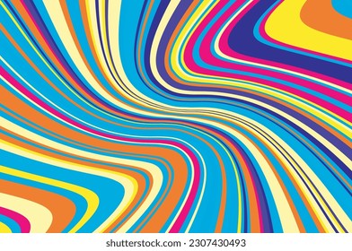Bright dynamic pattern with colorful wavy twisted lines  Vector illustration