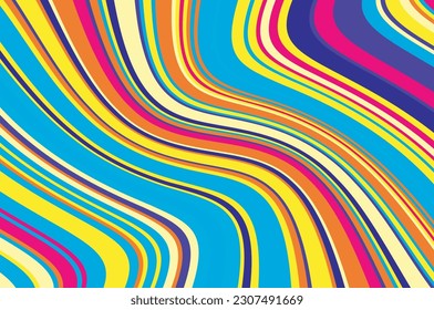 Bright dynamic pattern with colorful wavy twisted lines  Vector illustration