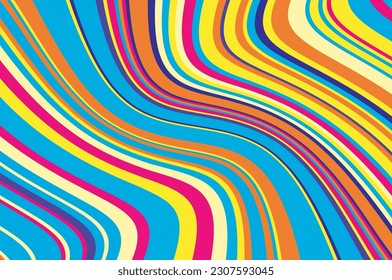 Bright dynamic pattern with colorful wavy twisted lines  Vector illustration