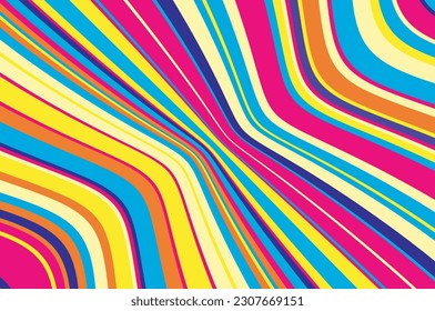 Bright dynamic pattern with colorful wavy twisted lines  Vector illustration
