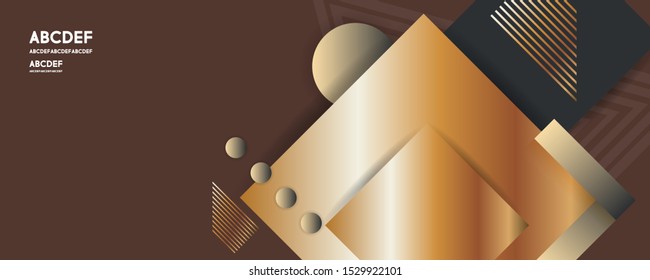 Bright dynamic simple gold geometric abstract final sale banner vector banner design. Color creative 3d universe with lines, dots