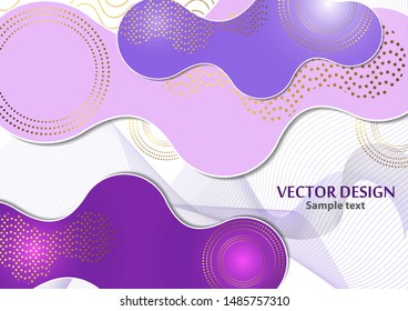 Bright dynamic texture background with liquid forms modern concept, wavy lines, circles. Creative geometric wallpaper. Vector illustration for your design.