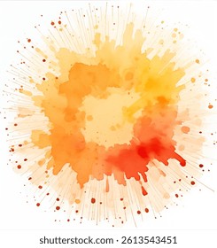 Bright and dynamic watercolor abstract background showcasing a burst of warm colors, including yellow, orange, and red, ideal for artistic and design applications