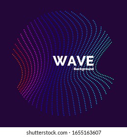 Bright dynamic wave of the points. Abstract vector background.