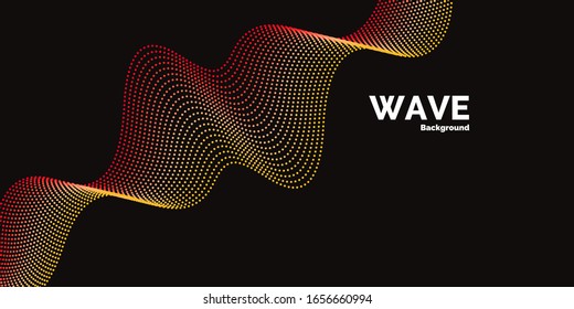 Bright dynamic wave of the points. Abstract vector background.