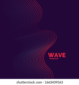 Bright dynamic wave of the points. Abstract vector background.