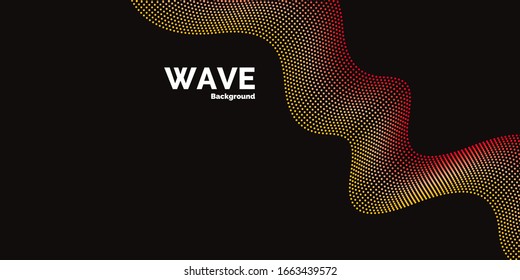 Bright dynamic wave of the points. Abstract vector background.