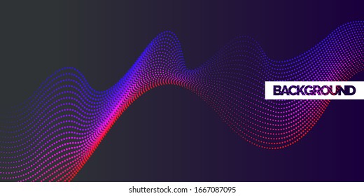 Bright dynamic wave of the points. Abstract vector background.