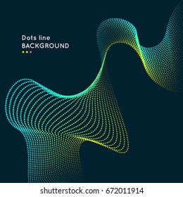Bright dynamic wave of the points. Abstract vector background.