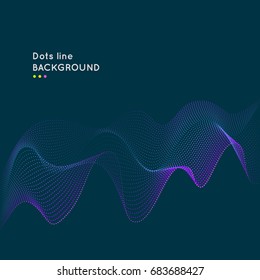 Bright dynamic wave of the points. Abstract vector background.