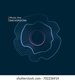 Bright Dynamic Wavy Lines And Dots In The Circle. Abstract Vector Background For Music Equalizer.