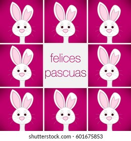 Bright Easter Bunny card in vector format. Words translate to "Happy Easter".