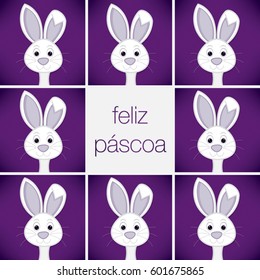 Bright Easter Bunny card in vector format. Words translate to "Happy Easter".