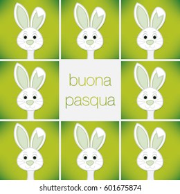 Bright Easter Bunny card in vector format. Words translate to "Happy Easter".