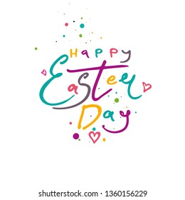 Bright Easter handwritten logo. Happy Easter Day! Sweet holiday vector pattern. Multicolored sweet splashes.