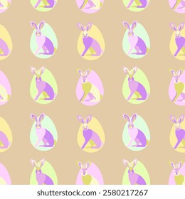 Bright Easter pattern with colorful rabbits and eggs.Seamless easter pattern. rabbits and eggs.
