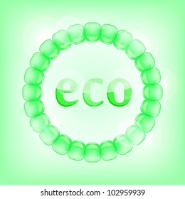 Bright Eco Friendly Card. Think Green Round Frame