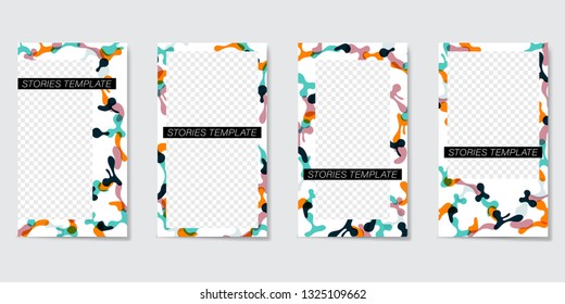 Bright editable template for Stories and Streams. Abstract elements in the form of colorful color spots. Vector illustration