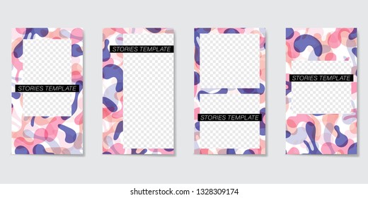 Bright editable template for Stories and Streams. Abstract elements in the form of colorful color spots. Vector illustration