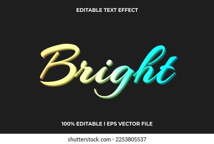 Efecto de texto modificable brillante, estilo de fuente tipográfico con letras, texto 3d colorido para el título