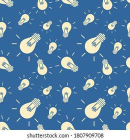 bright electric lamp blue background repeat seamless pattern doodle cartoon style wallpaper Vector illustration 