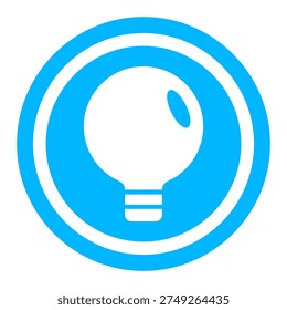 Bright electric light bulb symbol representing ideas innovation creativity and intelligence in a blue circle