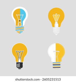 A bright electric lightbulb vector icon symbolizes innovative energy and idea