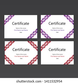 Bright elegant certificate templates, statements of accomplishment, A4 format 