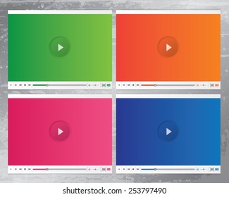 Bright, elegant and classy web video player skins vector illustration set