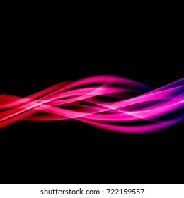 Bright elegant colorful gradient smoke swoosh over dark background. Vector illustration