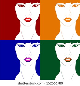Bright elegant creative original pop art glamor fashion girl