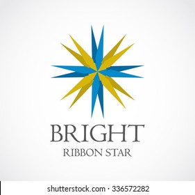 Brillante de la estrella de cinta de elegante diseño abstracto vectorial y logo o decoración de plantillas icono comercial de la identidad de la empresa concepto de símbolo
