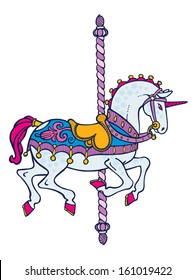 Bright elegant smart carousel unicorn vector