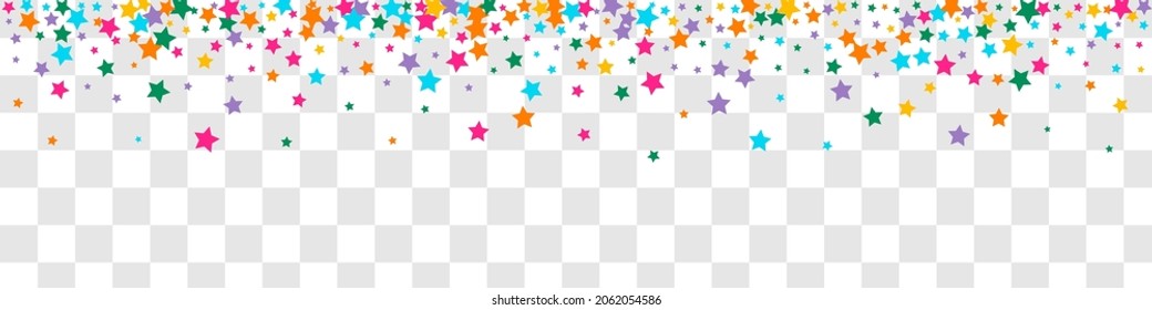 Bright Elegant Vector Panoramic Transparent Background Glow Template. Multicolored Abstract Sky Banner. Dust  Illustration. Variegated Falling Glitter Pattern.