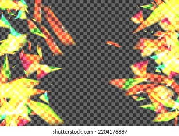 Bright Element Background Transparent Vector. Confetti Vintage Texture. Yellow Gloss Card. Blur Starburst. Particle Warm Template.
