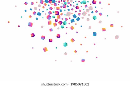 Bright Element Vector White Background. Multicolored Abstract Rhombus Paper. Perspective Brick Wallpaper. Gradient Box Metal Presentation.