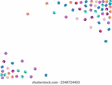 Bright Element Vector White Background. Holographic Perspective Brick Pattern. Style Block Image. Iridescent Box Graphic Paper.