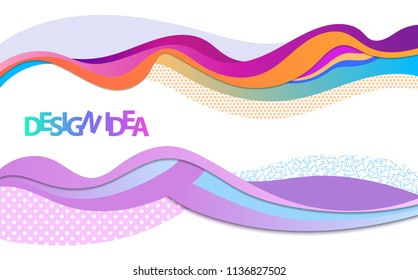 Bright elements with gradient color transitions and patterns for the design of advertisements. Vector illustration.