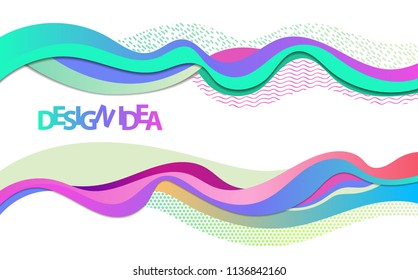 Bright elements with gradient coloristic transitions and patterns for the design of printing products. Vector illustration