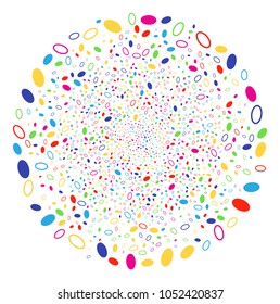 Bright Ellipse Shape festive round cluster. Vector cluster bang created with random ellipse shape elements. Psychedelic Vector illustration.