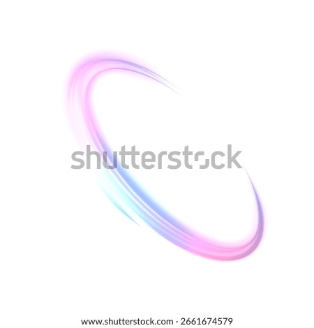 Bright elliptical ring with soft glow in blue and purple shades. Suitable for visualization of signals, portals, energy or digital effects. Vector effect on white background.	