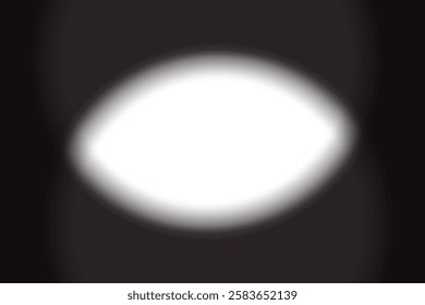 Bright elliptical shape. White glowing highlight. Dark gradient background. Vector bright contrast.