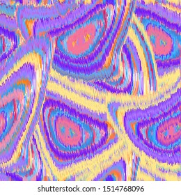 Bright embroidered fabric in the style of the eighties. Seamless pattern. Vector illustration.