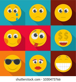 Bright emotion icons set. flat set of 9 bright emotion vector icons for web isolated on white background