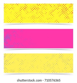 Bright empty colorful dotted abstract pop art banners collection. Blank space for your text and graphic advertisement. Vector illustration
