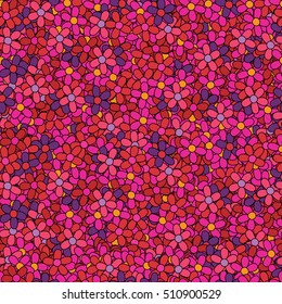 bright endless floral pattern. Vintage psychedelic style background, 1960-1970 fashion textile print