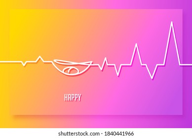 Fondo de energía brillante con impulso creciente y sonrisa en un estilo lineal. Tarjeta vectorial.