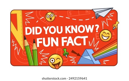 Bright And Engaging Did You Know Fact Banner Featuring Pencils, Emojis, Paper Plane, And Colorful Graphics For Education