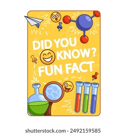 Bright And Engaging Educational Poster Featuring A Did You Know Fun Fact Quote With Chemistry Science Elements, Molecule